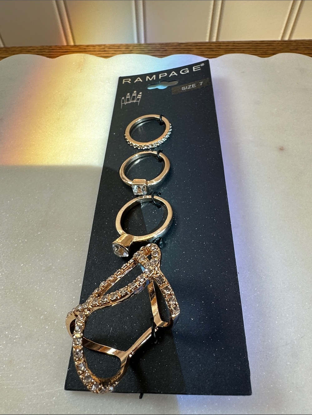 Rampage Rose Gold Tone Crystal Stackable Ring Set - 4 Pieces